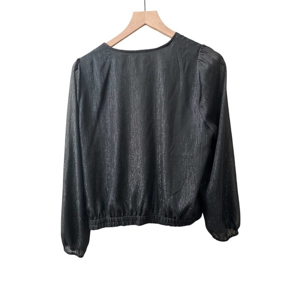 Madewell Black Shimmer Lyric Wrap Top Size Large Style #AF678 - Picture 8 of 8
